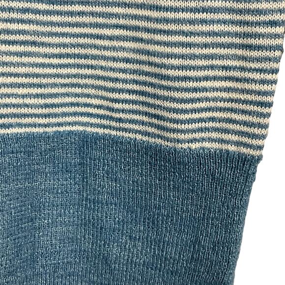 J. Crew Mens Linen Cotton Crewneck Sweater Heather Microstripe Blue White sz S - Picture 6 of 13